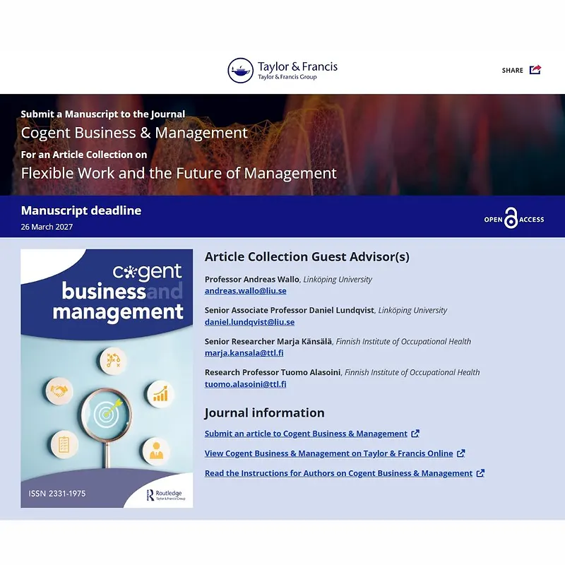 𝗙𝗹𝗲𝘅𝗶𝗯𝗹𝗲 𝗪𝗼𝗿𝗸 𝗮𝗻𝗱 𝘁𝗵𝗲 𝗙𝘂𝘁𝘂𝗿𝗲 𝗼𝗳 𝗠𝗮𝗻𝗮𝗴𝗲𝗺𝗲𝗻𝘁