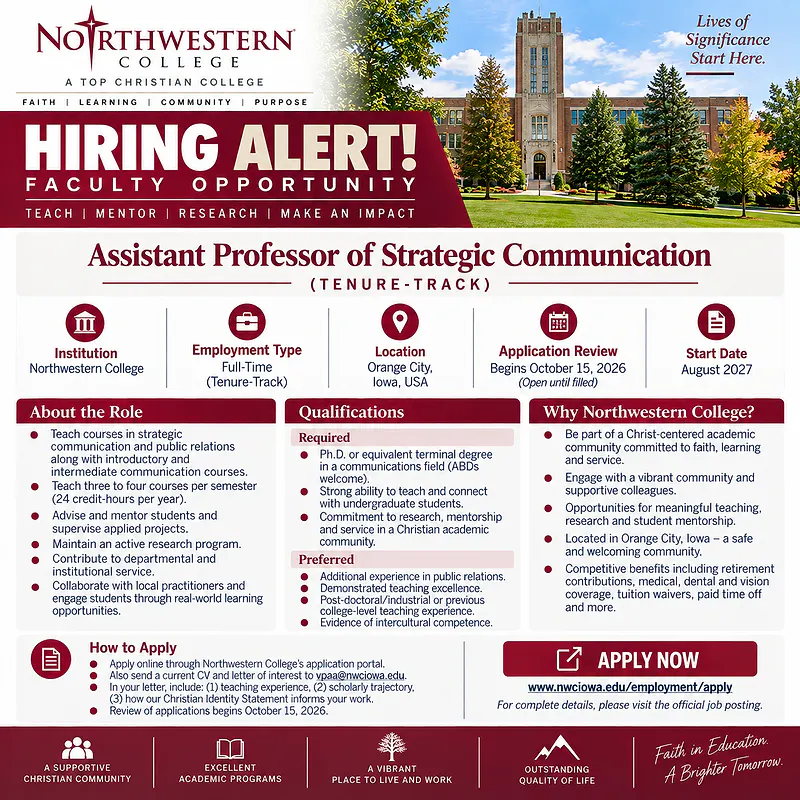 Assistant Professor of Strategic Communication – Northwestern College