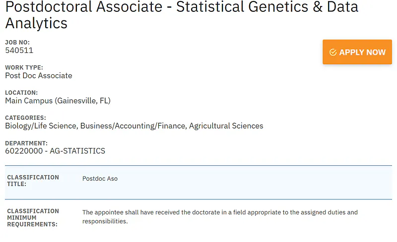 University of Florida Postdoctoral Associate Recruitment 2026