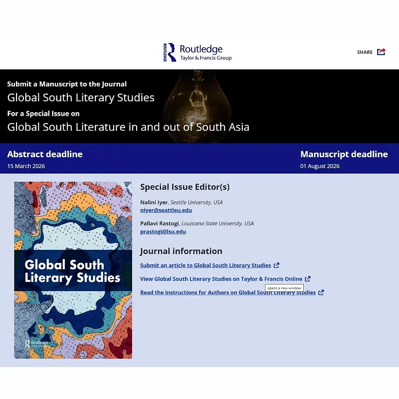 Global South Literature in and out of South Asia