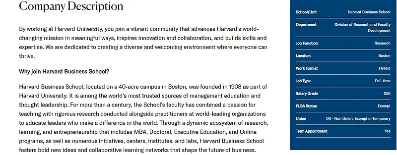 Harvard Business School Recruitment 2026 | Research Position