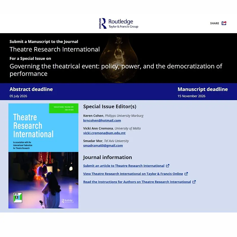  Governing the Theatrical Event: Policy, Power, and the Democratization of Performance
