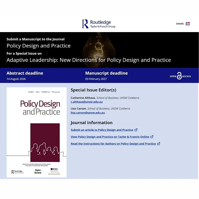 Adaptive Leadership: New Directions for Policy Design and Practice
