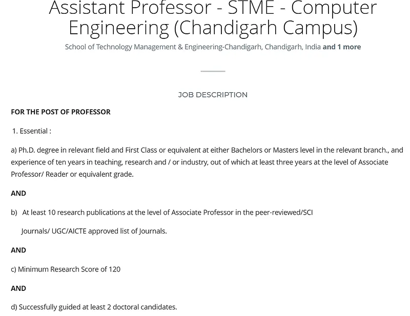 Assistant Professor Recruitment 2026 at NMIMS Chandigarh – Computer Engineering Faculty Position