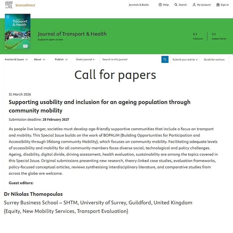 "Supporting usability and inclusion for an ageing population through community mobility"