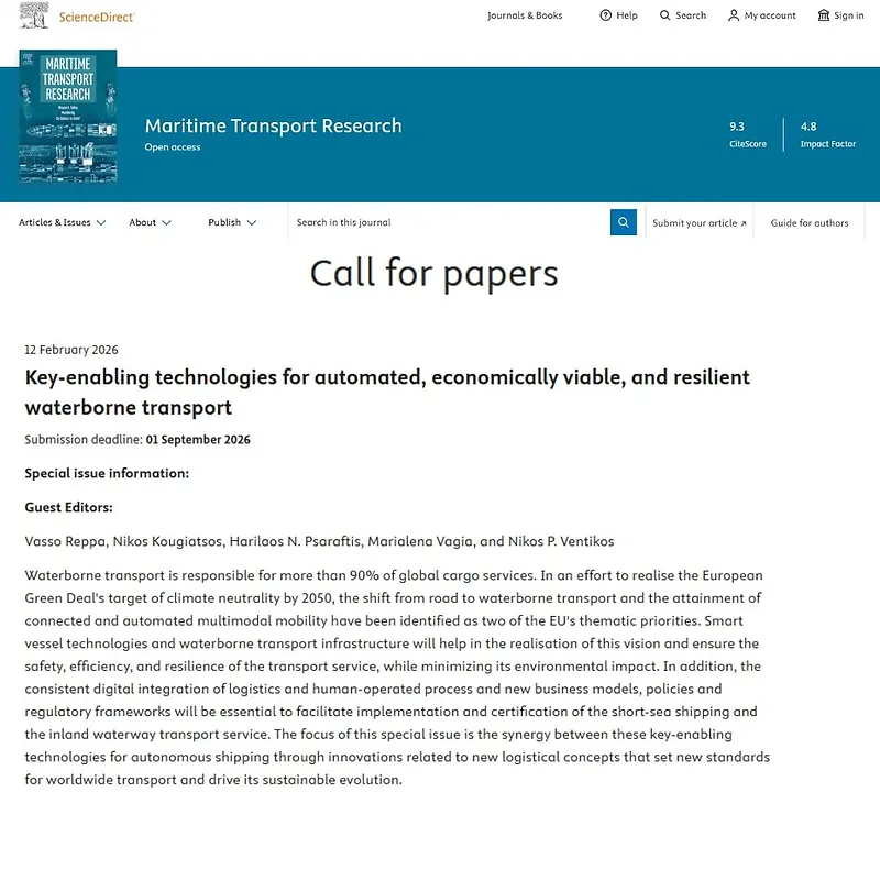 "Key-enabling technologies for automated, economically viable, and resilient waterborne transport"