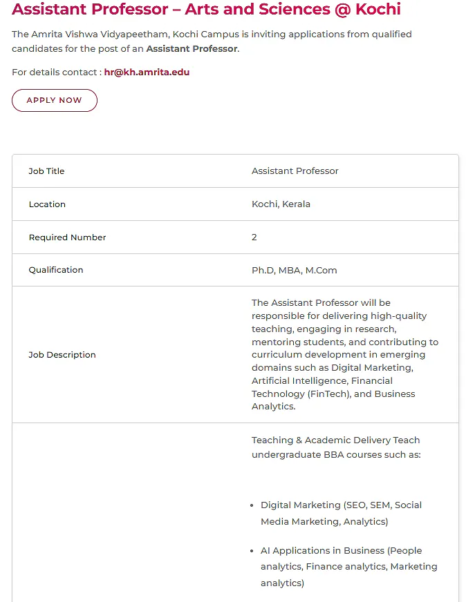 Faculty Recruitment: Assistant Professor 