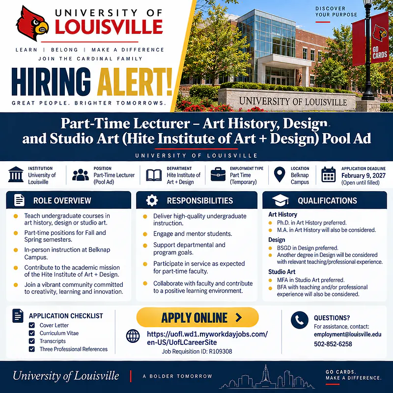 Part-Time Lecturer – Art History, Design, and Studio Art – University of Louisville