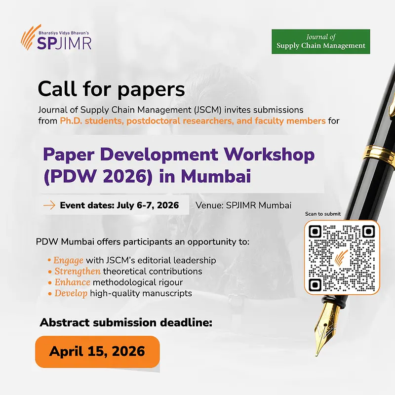 Paper Development Workshop 2026 at SPJIMR Mumbai | Journal of Supply Chain Management