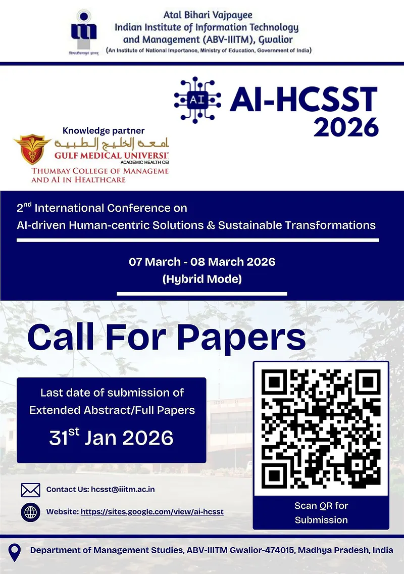  2nd International Conference on AI-driven Human-centric Solutions and Sustainable Transformations (AI-HCSST 2026) with Publication Opportunity