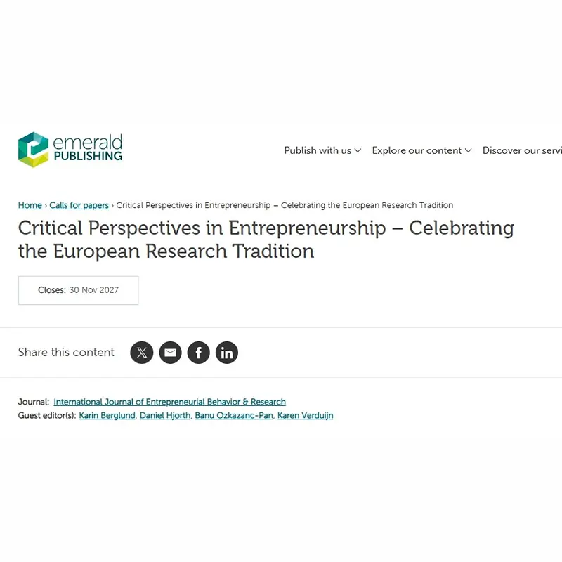 Critical Perspectives in Entrepreneurship – Celebrating the European Research Tradition