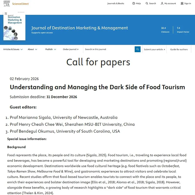 Understanding and Managing the Dark Side of Food Tourism