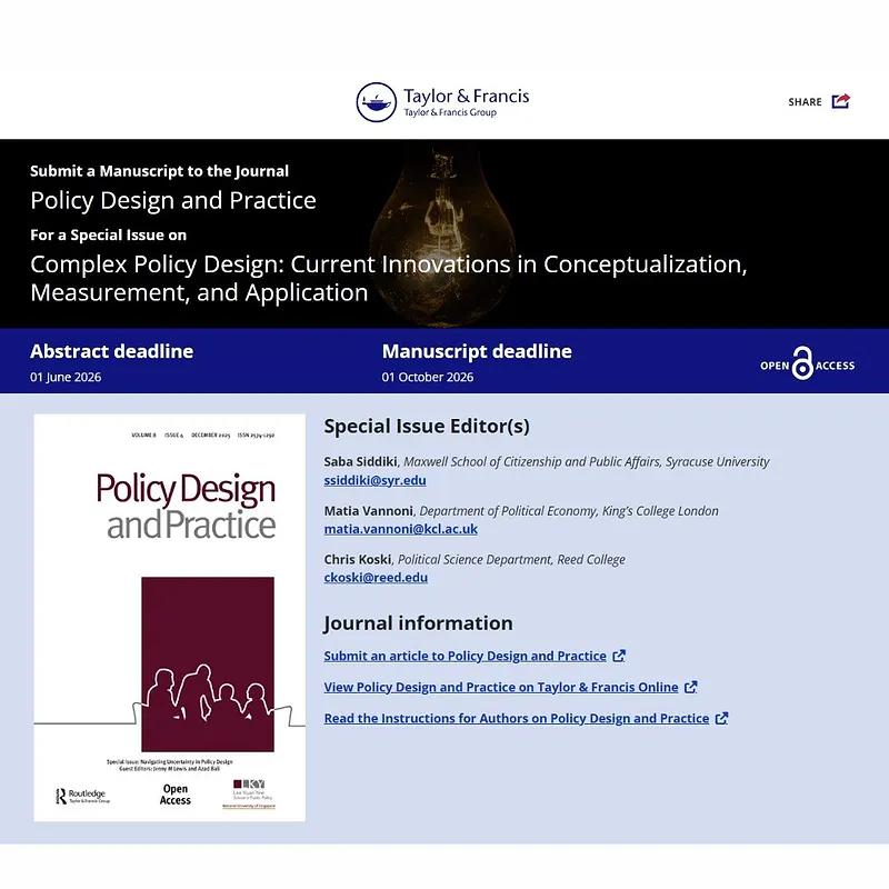Complex Policy Design: Current Innovations in Conceptualization, Measurement, and Application