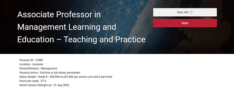 Associate Professor – University of Leicester