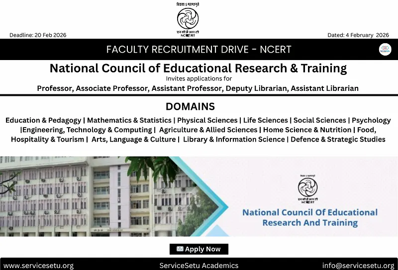 NCERT Recruitment 2026: 117 Academic Positions Announced Across India