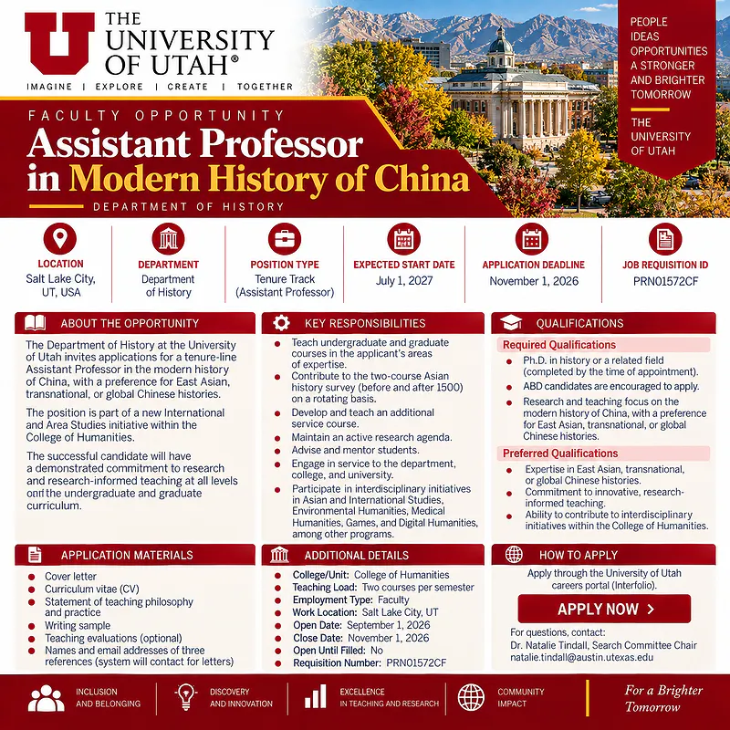 Assistant Professor of History – University of Utah
