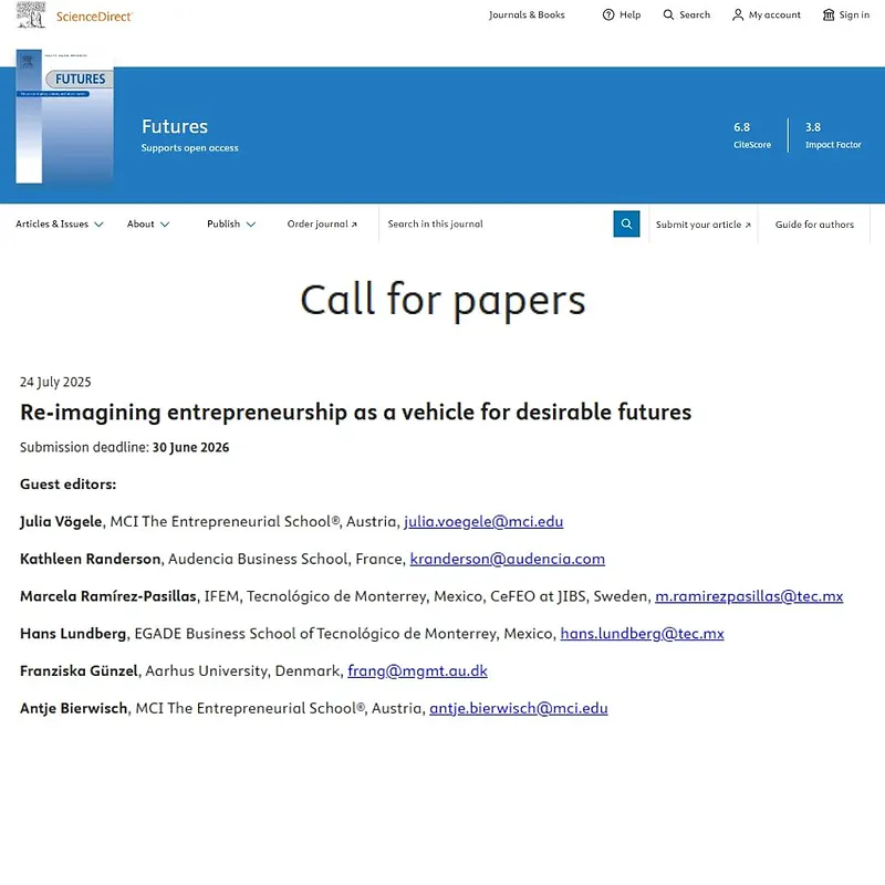 “Re-imagining entrepreneurship as a vehicle for desirable futures”