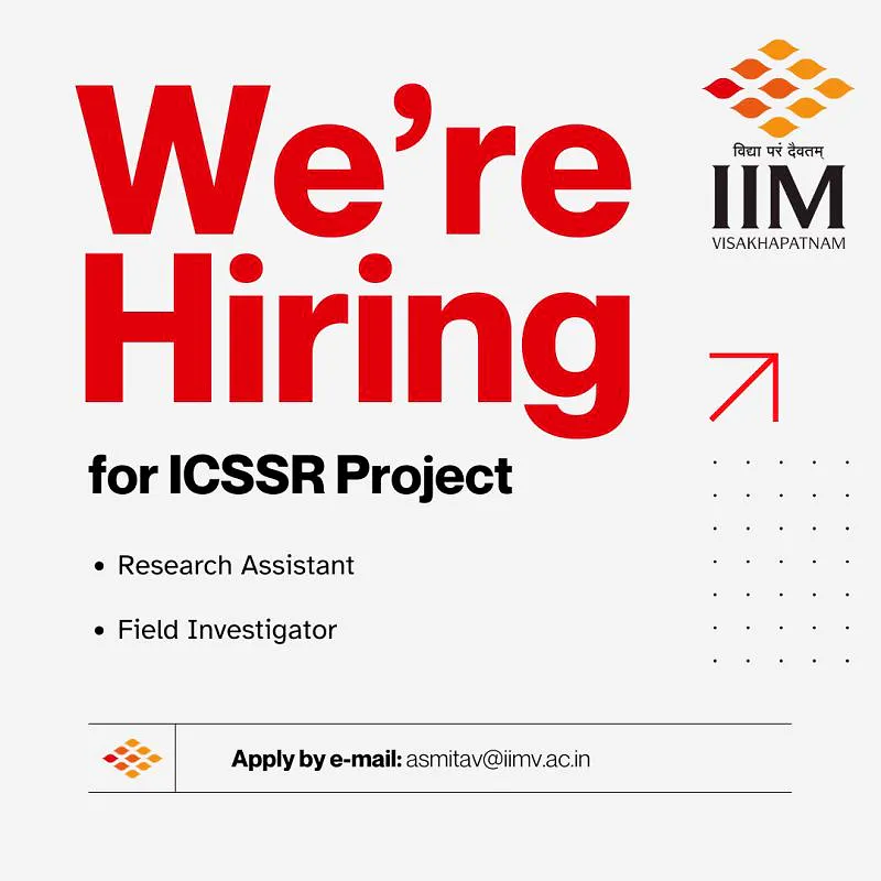 Hiring for ICSSR Project (Research Assistant & Field Investigator)