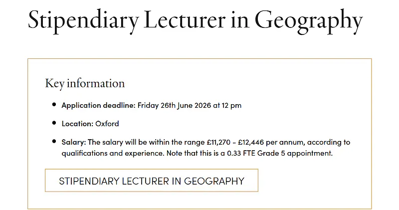 Lecturer in Geography 2026 - Brasenose College, University of Oxford