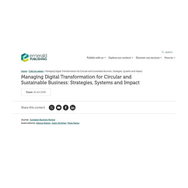 “Managing Digital Transformation for Circular and Sustainable Business: Strategies, Systems and Impact”