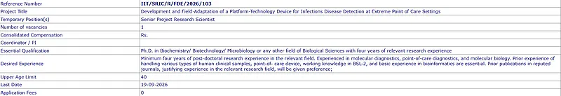 Senior Project Research Scientist Recruitment 2026 at IIT Kharagpur – Research Project