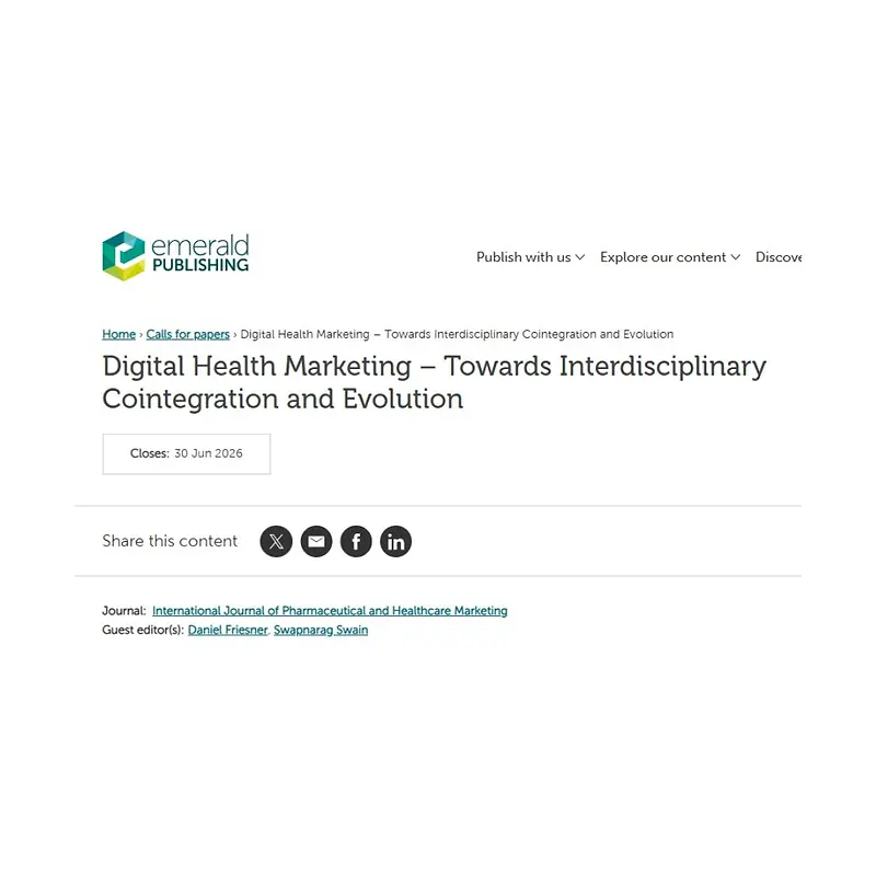 “Digital Health Marketing – Towards Interdisciplinary Cointegration and Evolution”
