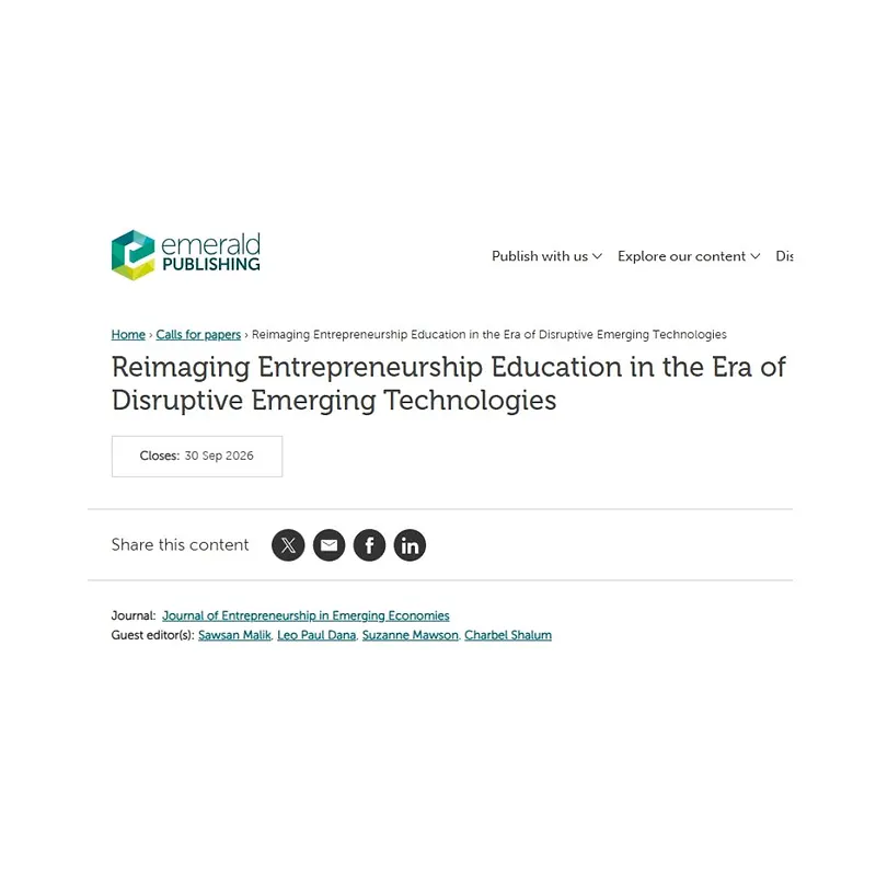 Reimagining Entrepreneurship Education in the Era of Disruptive Emerging Technologies