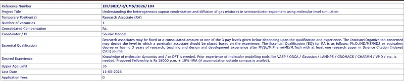 Research Associate (RA) - Indian Institute of Technology