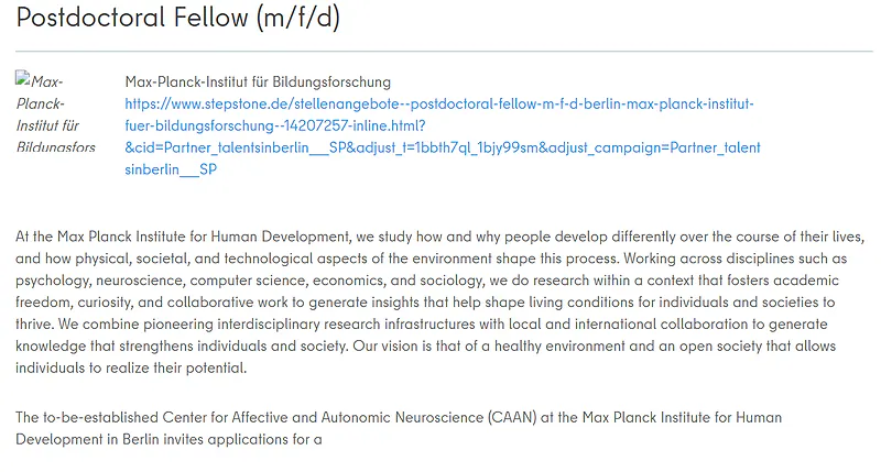 Max Planck Institute Postdoctoral Fellow Recruitment