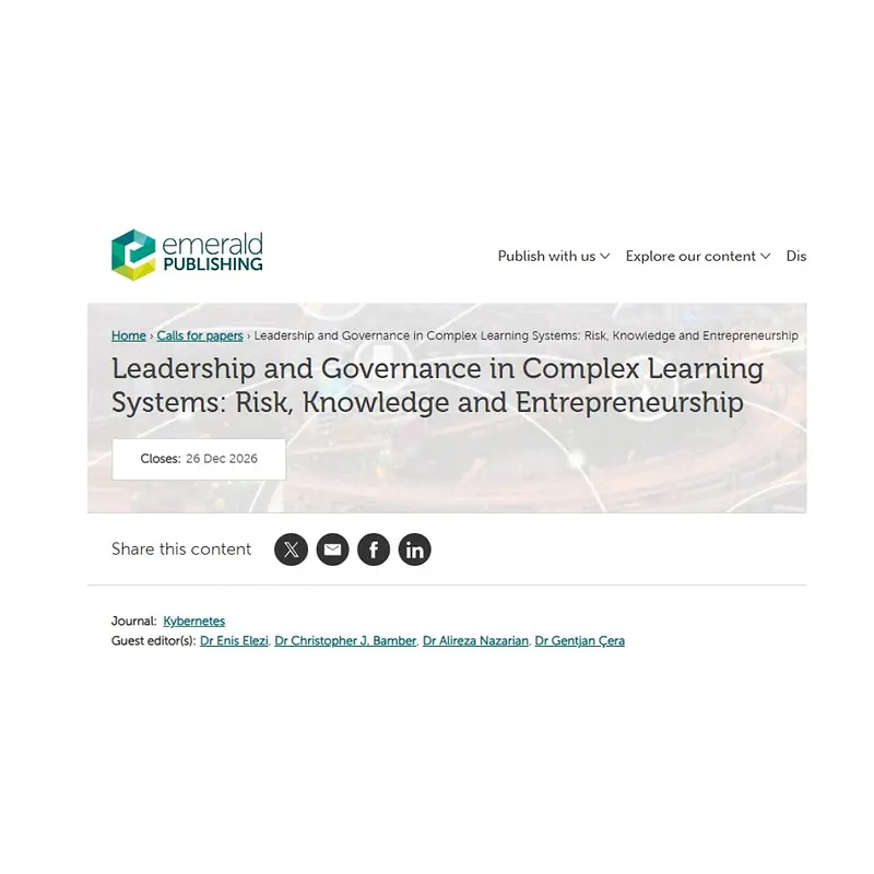 Leadership and Governance in Complex Learning Systems: Risk, Knowledge and Entrepreneurship