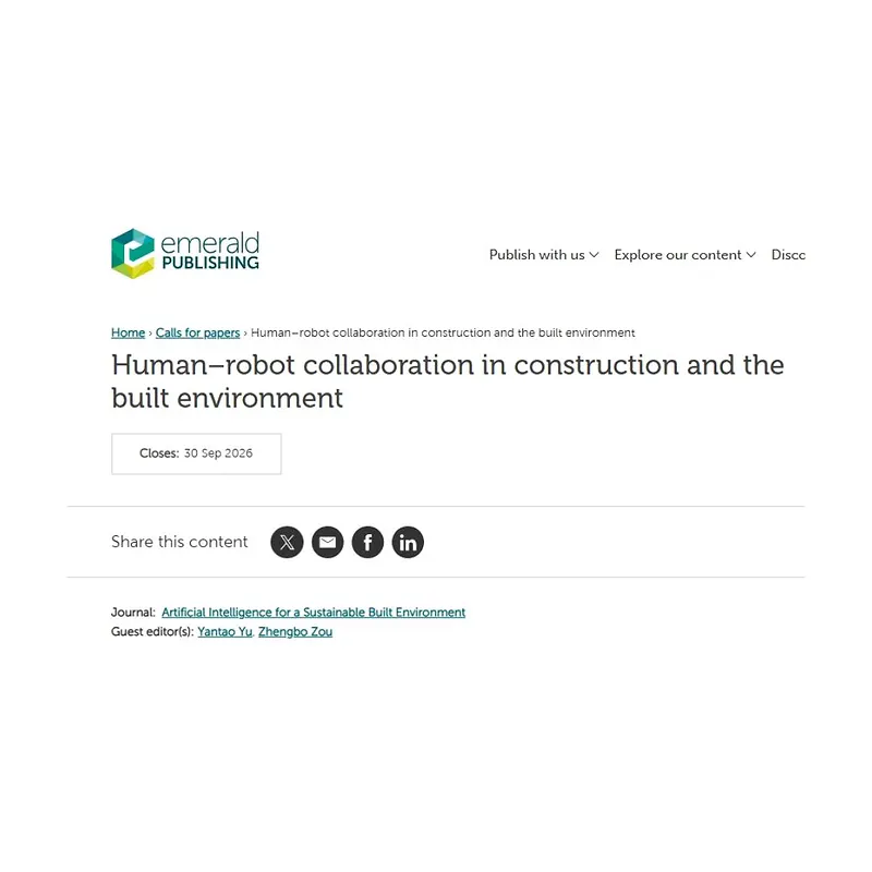 "Human–robot collaboration in construction and the built environment"