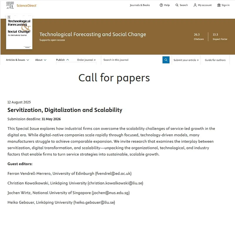  “Servitization, Digitalization and Scalability”