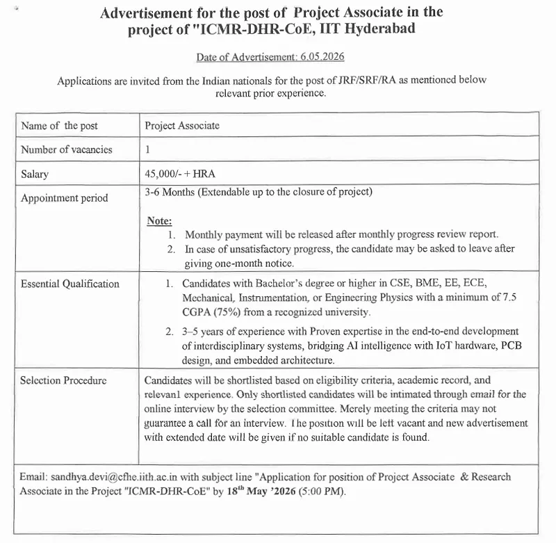  Project Associate at IIT Hyderabad