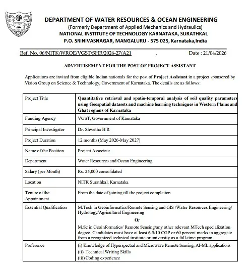 Research Recruitment 2026: NITK Surathkal