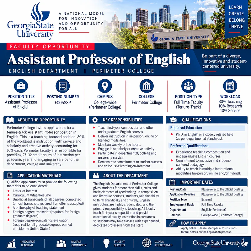 Assistant Professor of English – Georgia State University
