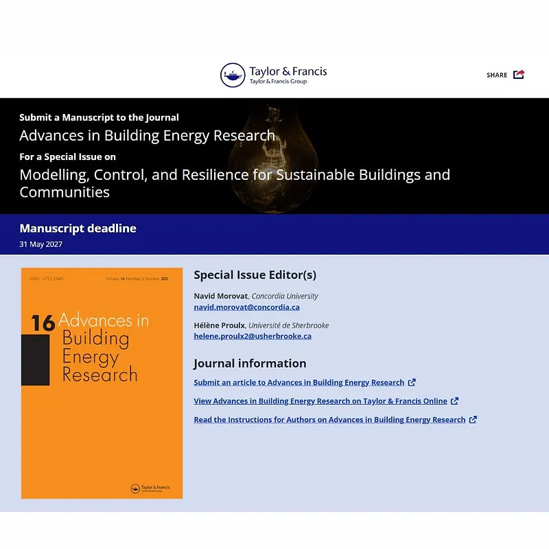 Modelling, Control, and Resilience for Sustainable Buildings and Communities