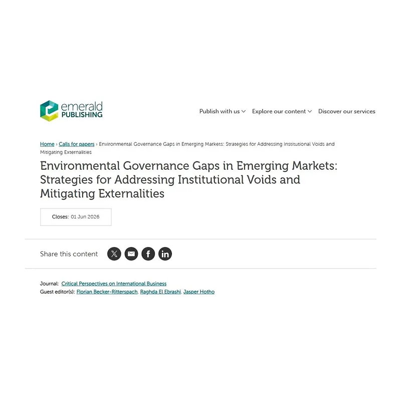 “Environmental Governance Gaps in Emerging Markets: Strategies for Addressing Institutional Voids and Mitigating Externalities”