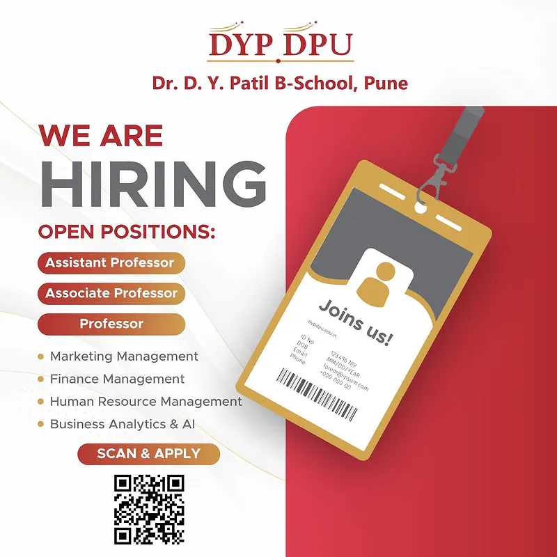 Dr. D. Y. Patil B-School Pune Faculty Recruitment: Apply for Assistant Professor, Associate Professor and Professor Posts