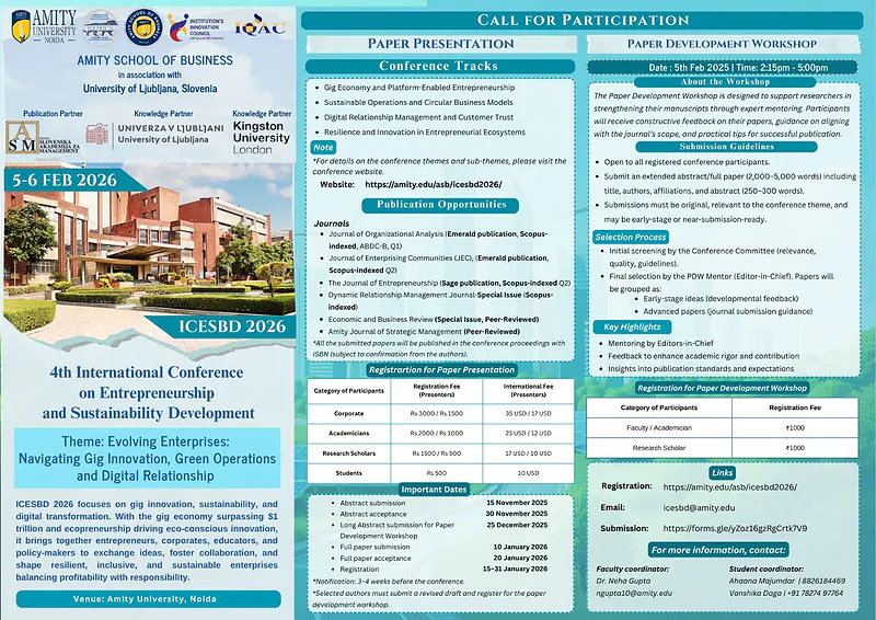 Conference Alert - 4th International Conference on Entrepreneurship and Sustainability Development 