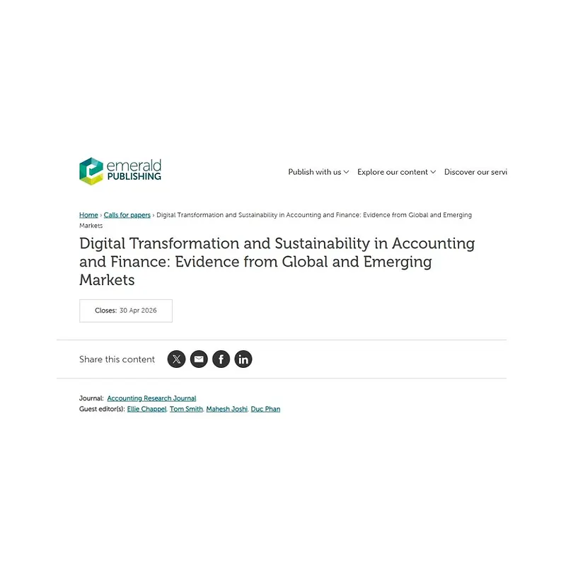 Digital Transformation and Sustainability in Accounting and Finance: Evidence from Global and Emerging Markets