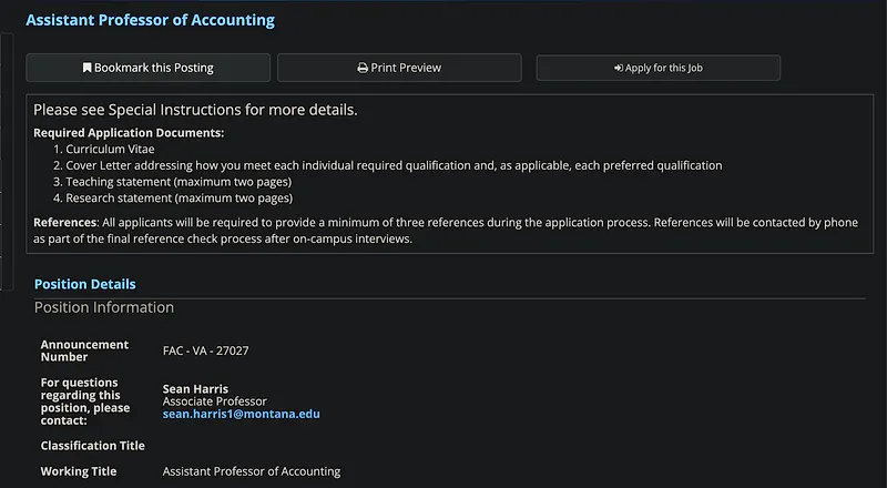 Faculty Opportunity: Assistant Professor of Accounting – Montana State University