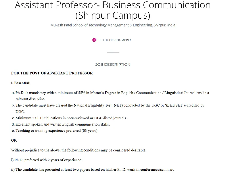 Faculty Recruitment: Assistant Professor in Business Communication 