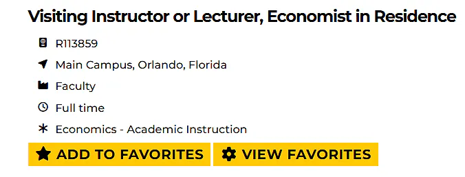 Visiting Instructor / Lecturer & Economist-in-Residence – University of Central Florida