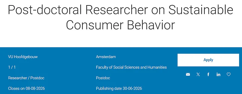 Vrije Universiteit Amsterdam Postdoctoral Recruitment 2026