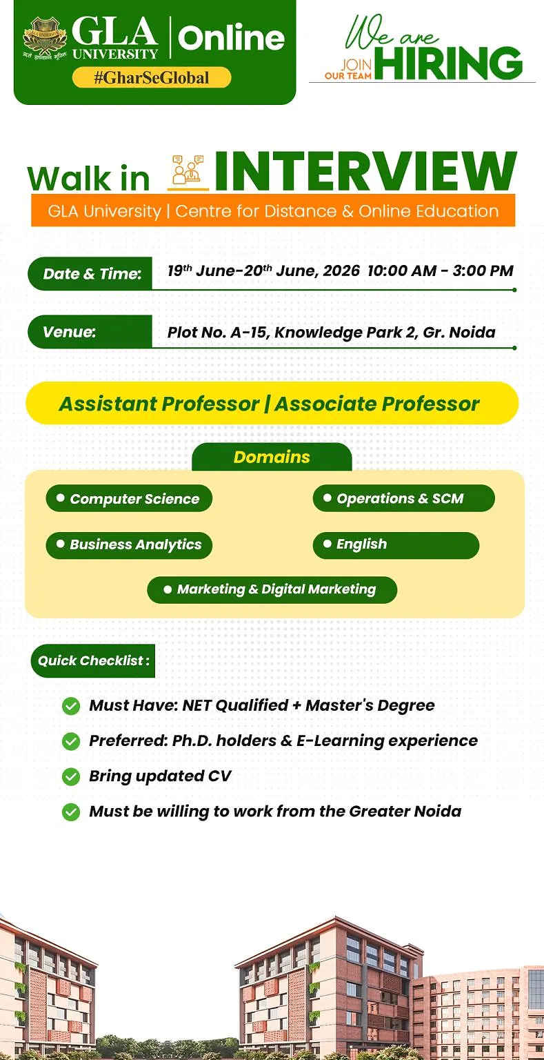 Walk-In Interview: GLA University