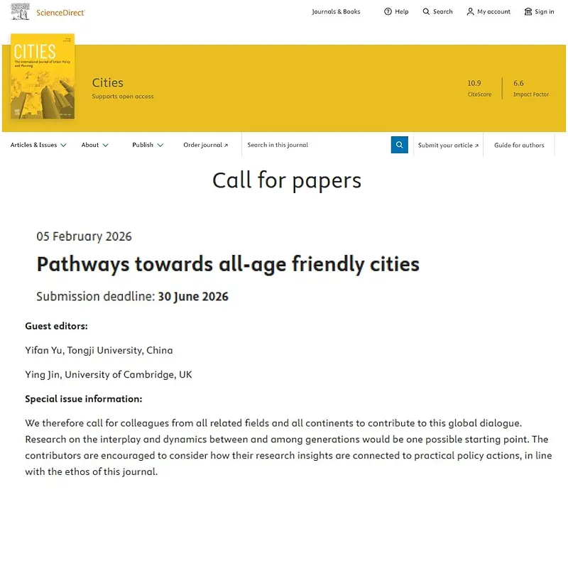 Pathways towards All‑Age Friendly Cities