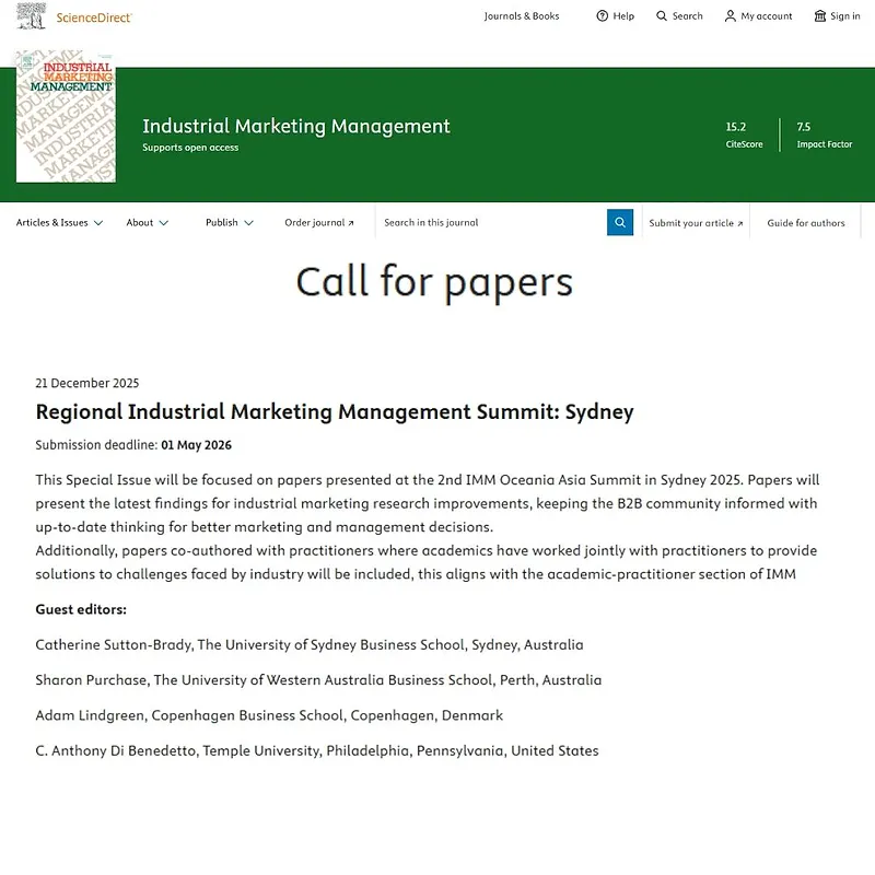 Regional Industrial Marketing Management Summit: Sydney