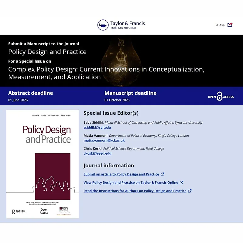 Complex Policy Design: Current Innovations in Conceptualization, Measurement, and Application