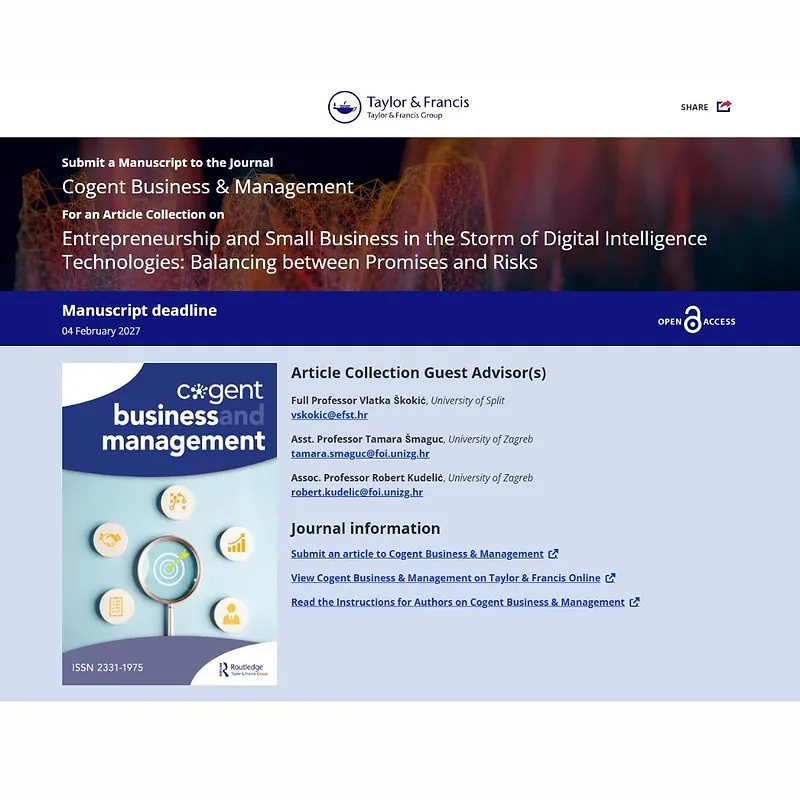 𝗘𝗻𝘁𝗿𝗲𝗽𝗿𝗲𝗻𝗲𝘂𝗿𝘀𝗵𝗶𝗽 𝗮𝗻𝗱 𝗦𝗺𝗮𝗹𝗹 𝗕𝘂𝘀𝗶𝗻𝗲𝘀𝘀 𝗶𝗻 𝘁𝗵𝗲 𝗦𝘁𝗼𝗿𝗺 𝗼𝗳 𝗗𝗶𝗴𝗶𝘁𝗮𝗹 𝗜𝗻𝘁𝗲𝗹𝗹𝗶𝗴𝗲𝗻𝗰𝗲 𝗧𝗲𝗰𝗵𝗻𝗼𝗹𝗼𝗴𝗶𝗲𝘀: 𝗕𝗮𝗹𝗮𝗻𝗰𝗶𝗻𝗴 𝗯𝗲𝘁𝘄𝗲𝗲𝗻 𝗣𝗿𝗼𝗺𝗶𝘀𝗲𝘀 𝗮𝗻𝗱 𝗥𝗶𝘀𝗸𝘀