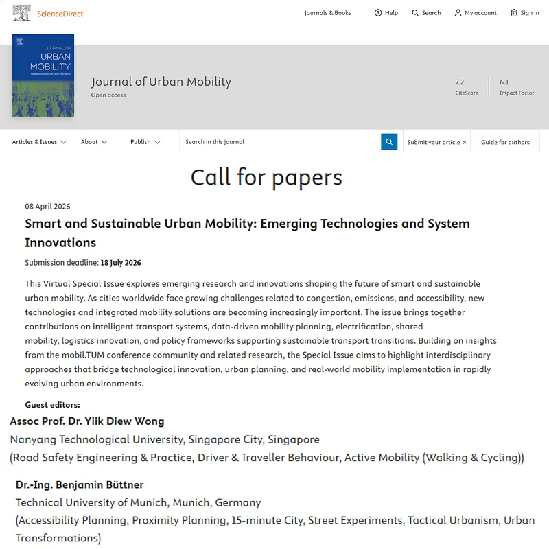 "Smart and Sustainable Urban Mobility: Emerging Technologies and System Innovations"